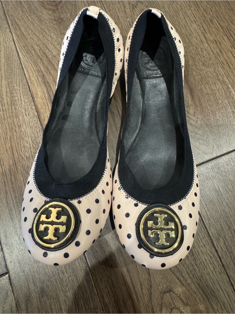Tory Burch Women's Blush with Black Polka Dot Reva Ballet Flats